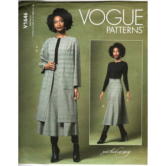 Vogue V1646 Misses XS to M Rachel Comey Coat and Skirt Uncut Sewing Pattern - Picture 1 of 2